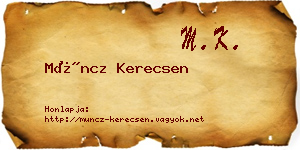 Müncz Kerecsen névjegykártya